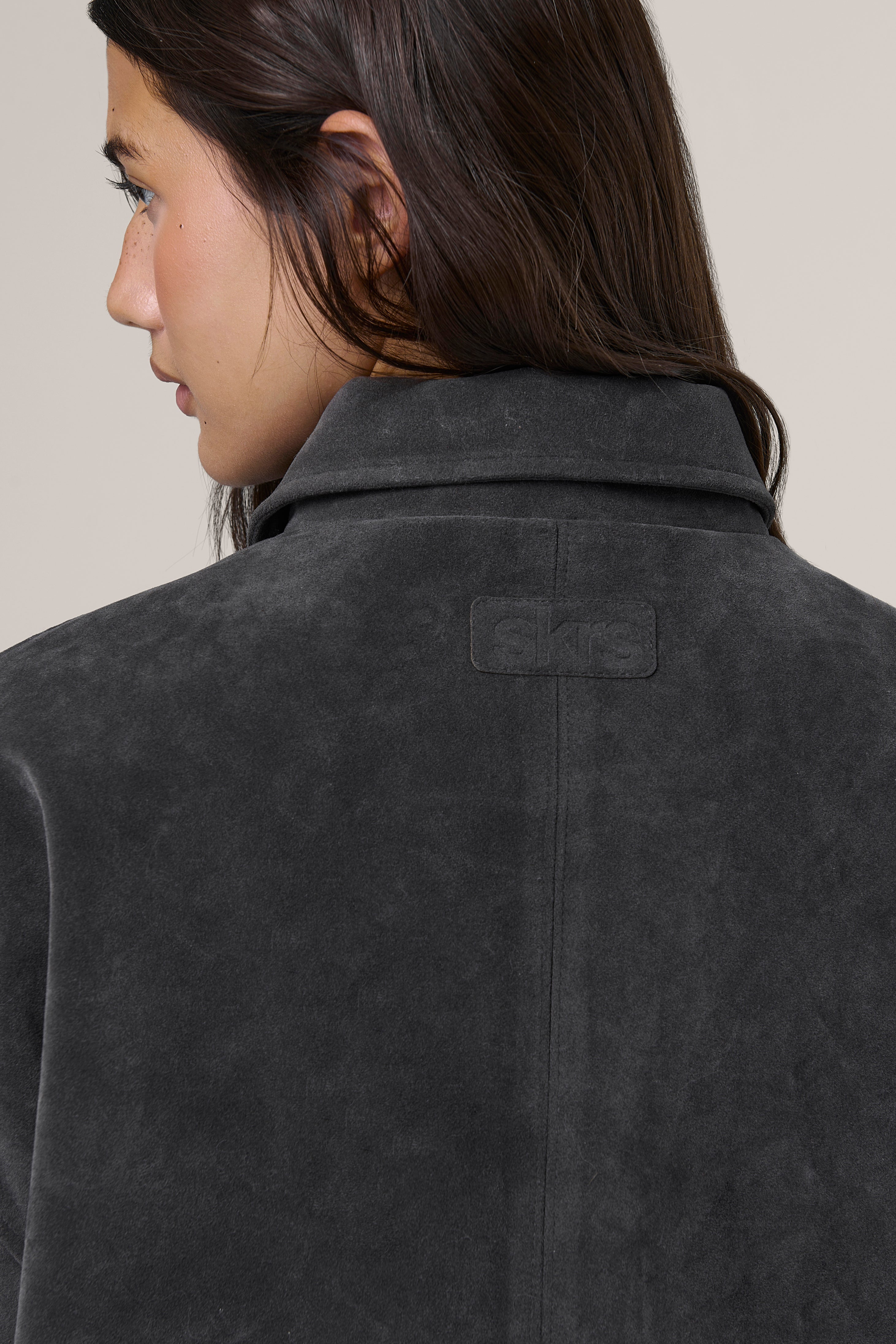 Martha Faux Suede Jacket in Dark Grey